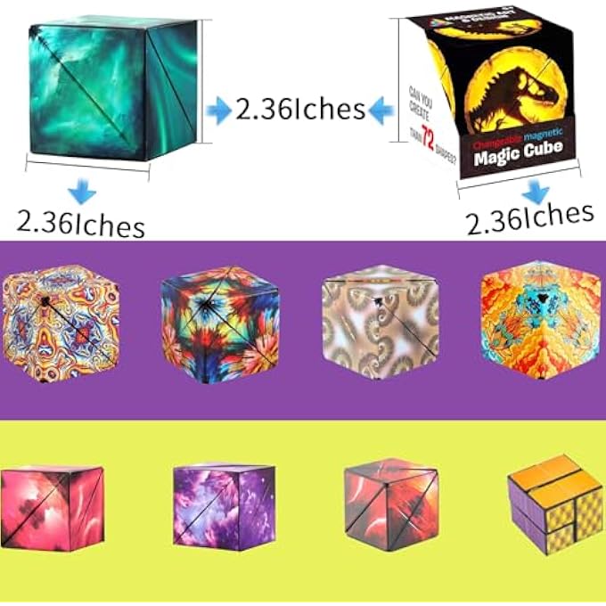 3D CUBE, FUNNY GEOMETRIC CHANGEABLE CUBE ANTI STRESS HAND FLIP PUZZLE CUBE CREATIVE KIDS ADULTS ANXIETY FIDGET TOYS (DINOSAUR) - Image 4